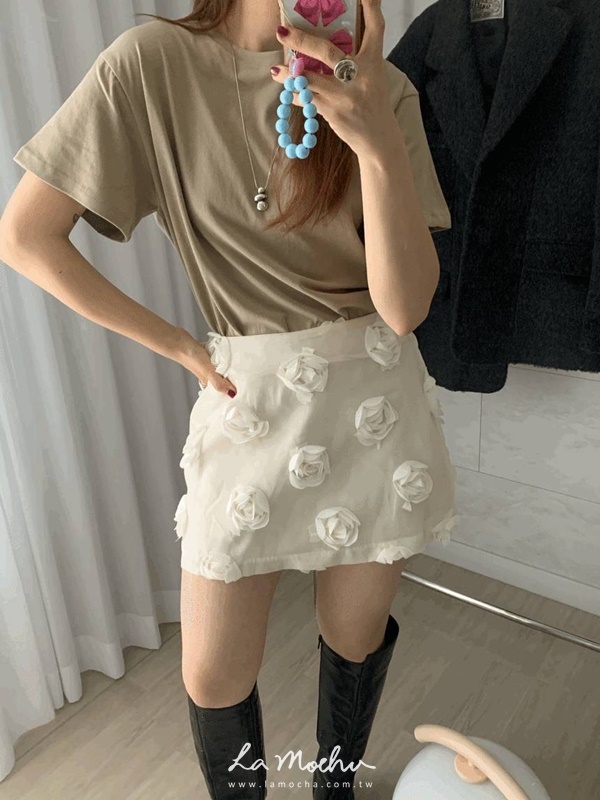 滿版立體玫瑰花短裙